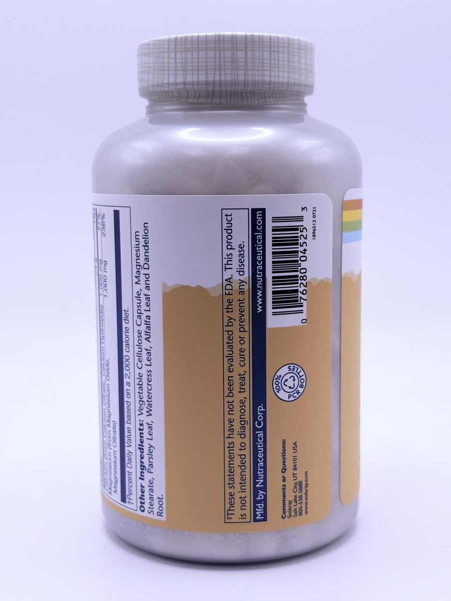 Solaray 1:1 Ratio Cal-Mag Citrate 180 Capsules