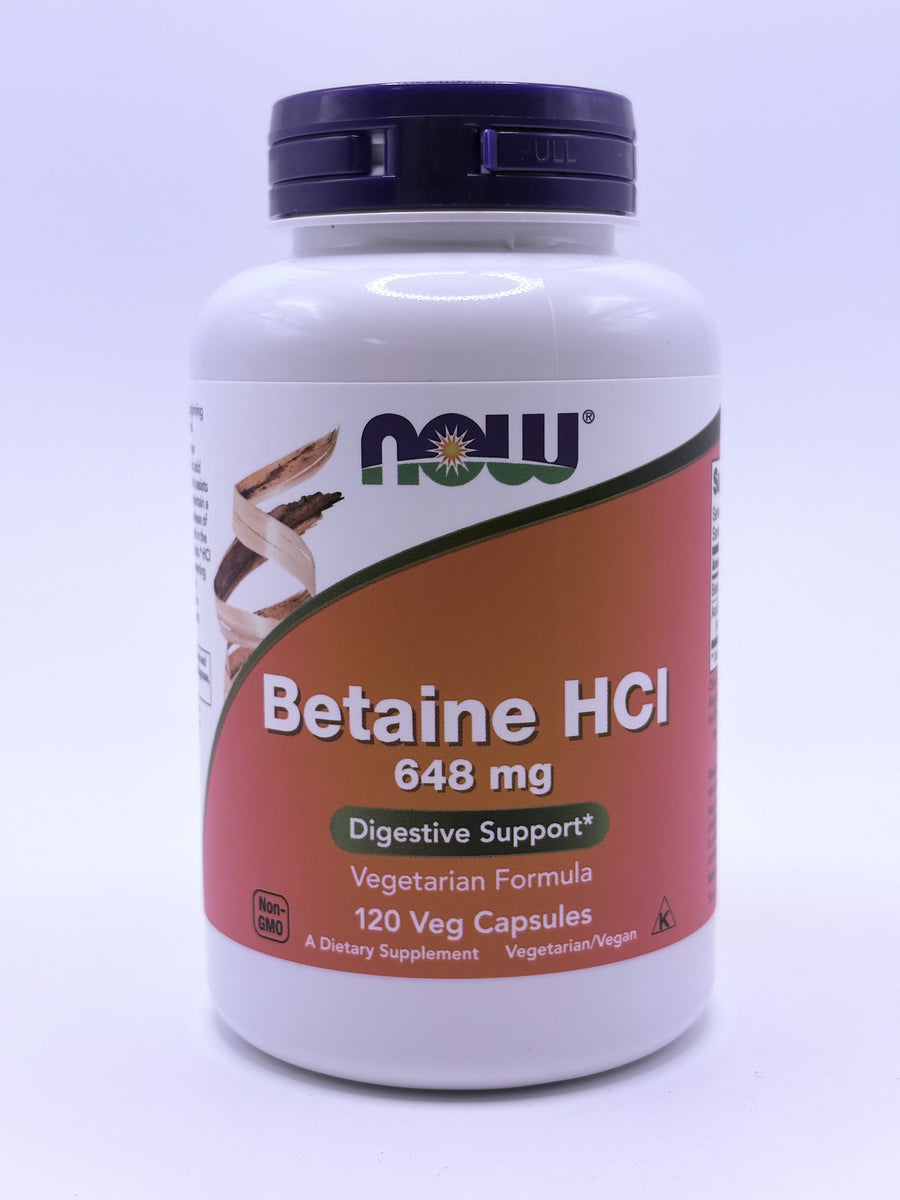 NOW Betaine HCl Digestive Support 120 Capsules