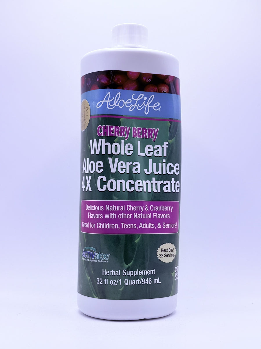 Aloe Life Cherry Berry Whole Leaf Aloe Vera Juice 4x Concentrate 32 fl oz